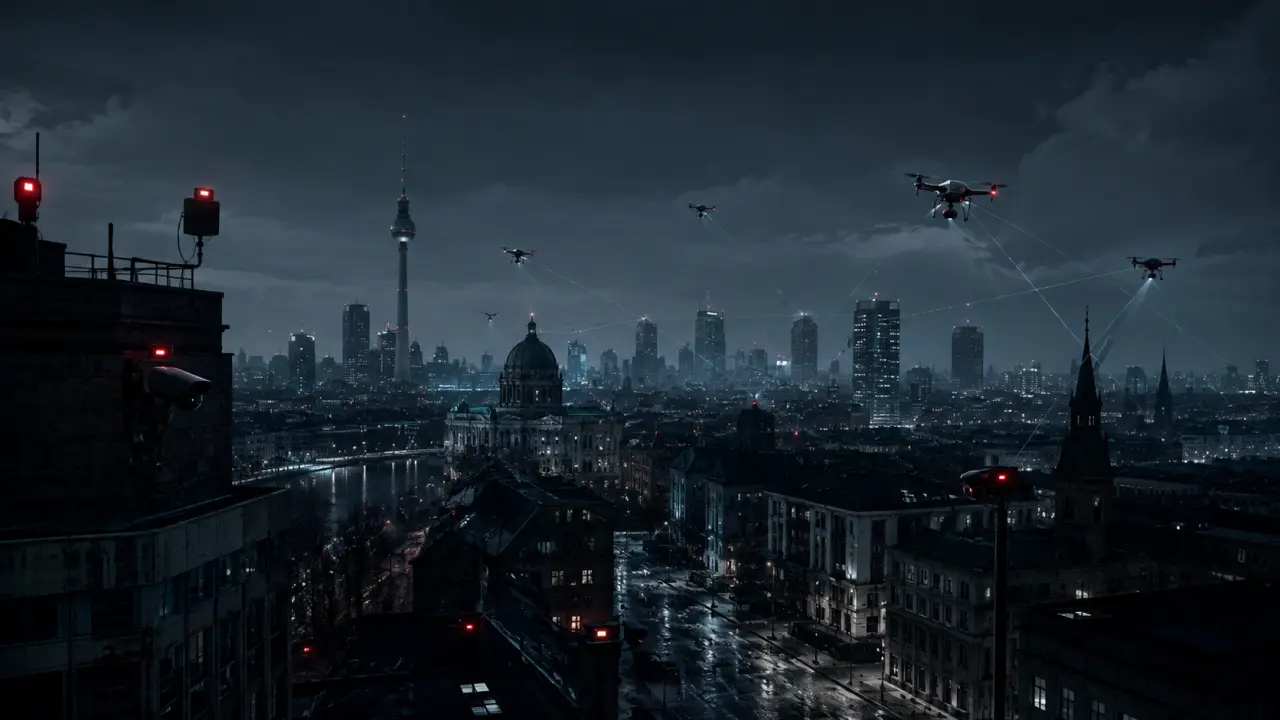 Photographie brute d'une structure urbaine sous surveillance